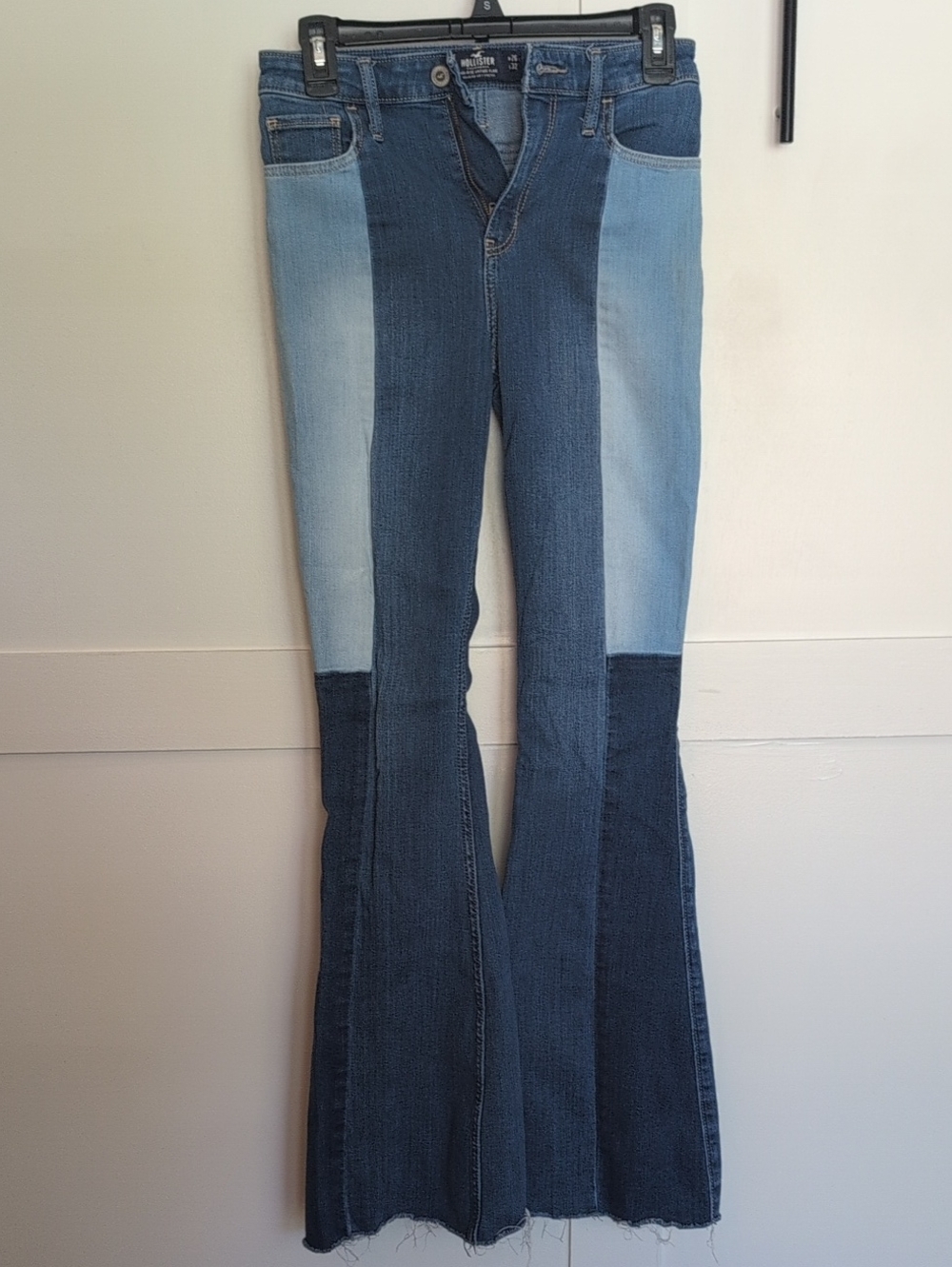 Hollister Two-Tone Blue Patchwork Flare Jeans